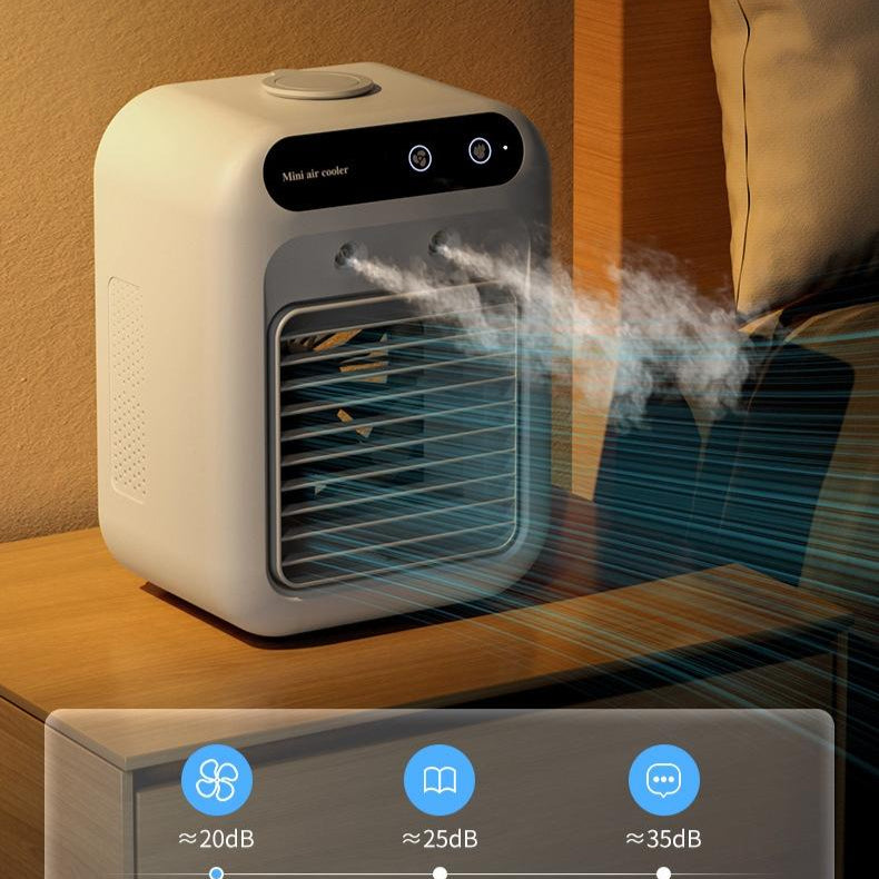 Portable Desktop Air Cooler Fan – in use