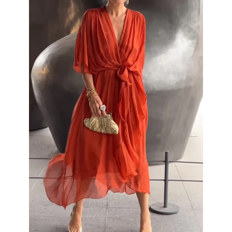 Flowy Batwing Maxi Dress – detail