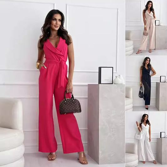 Y2K Belted Sleeveless Jumpsuit – full look