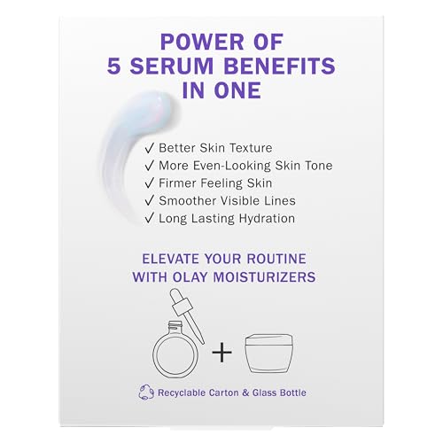 Olay Super Serum - Glow Serum for Face - Activated Niacinamide, Vitamin C & E, Collagen Peptide, AHA - 5-in-1 Benefits - Brightens, Hydrates, Smooths, Firms, Evens Tone, Proactive Anti-Aging, 1.0 Oz