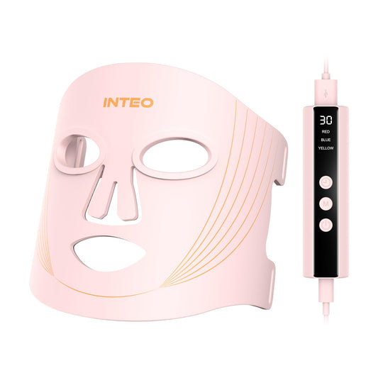 INTEO Red Light Therapy for Face, 3 Modes Portable Led Face Mask Light Therapy with Remote, Near-infrared 850 Red Light Mask with Timing Function, Led Light Therapy At Home 180 LED Beads