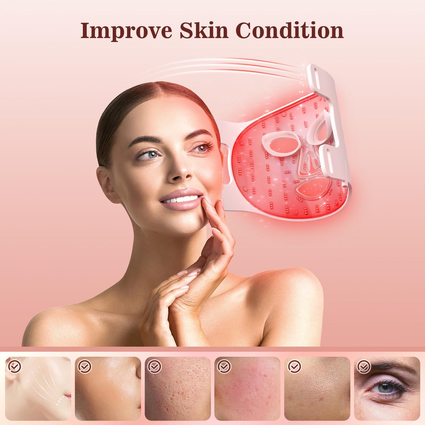 INTEO Red Light Therapy Face Mask – LED & Near-Infrared 850nm, 3 Modes