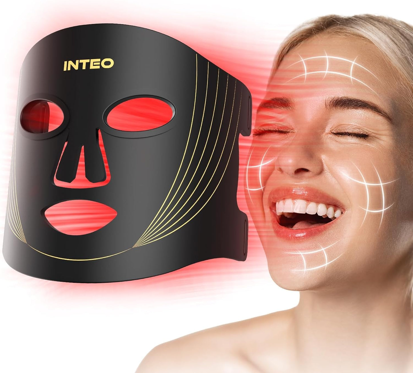 INTEO Red Light Therapy Face Mask – LED & Near-Infrared 850nm, 3 Modes