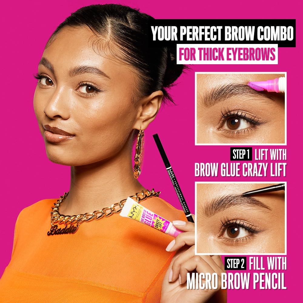 NYX Professional Makeup Micro Brow Pencil, Dual- Ended Eyebrow Pencil, With Integrated Spoolie, For Natural Looking Brows, Vegan Formula, Ash Brown, 0.003 oz - .09g