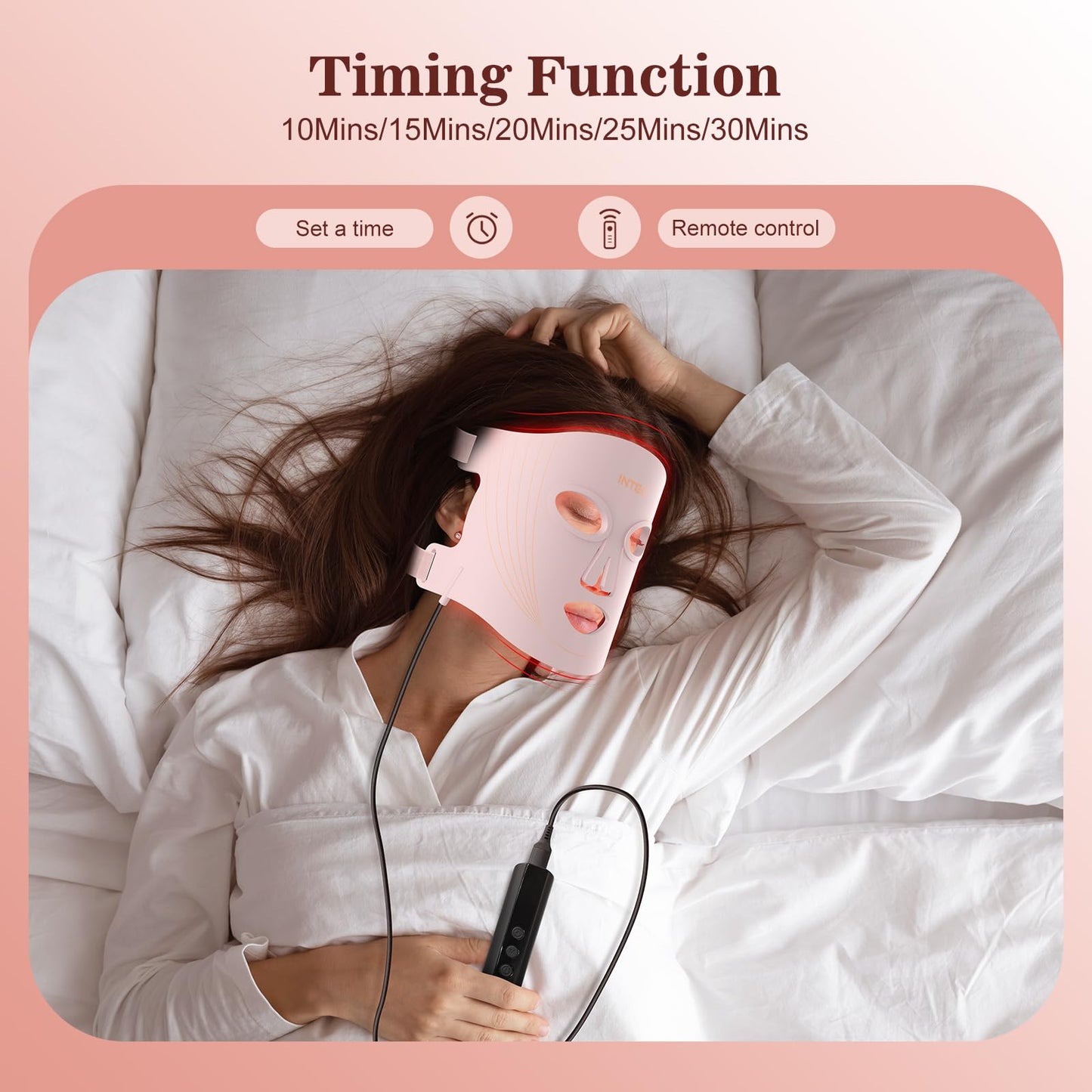 INTEO Red Light Therapy Face Mask – LED & Near-Infrared 850nm, 3 Modes