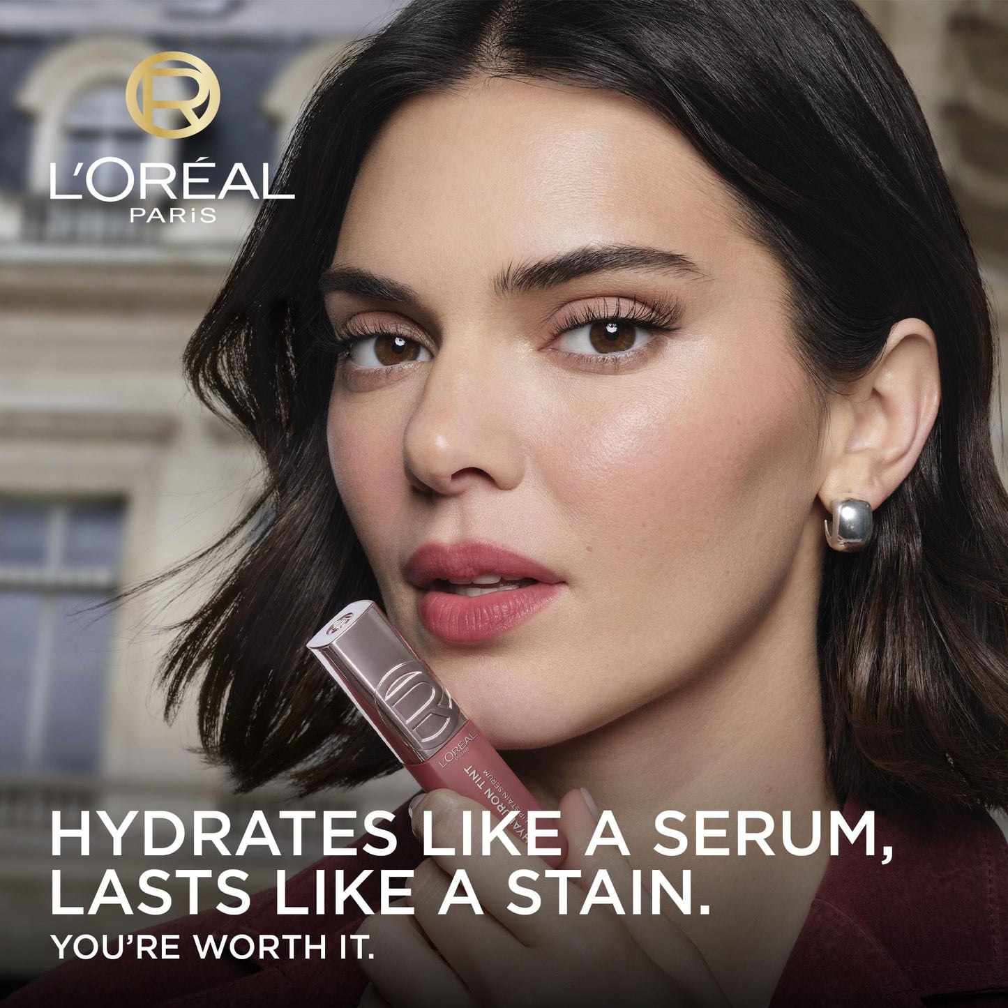L'Oréal Paris Hyaluron Tint Lip Stain Serum, Hydrating Liptstick, Glossy Finish to Blurred Lip Tint, Multi-Use Lip & Cheek, Up to 12H weightless color, SHADE: 217 SMOKEY MAUVE