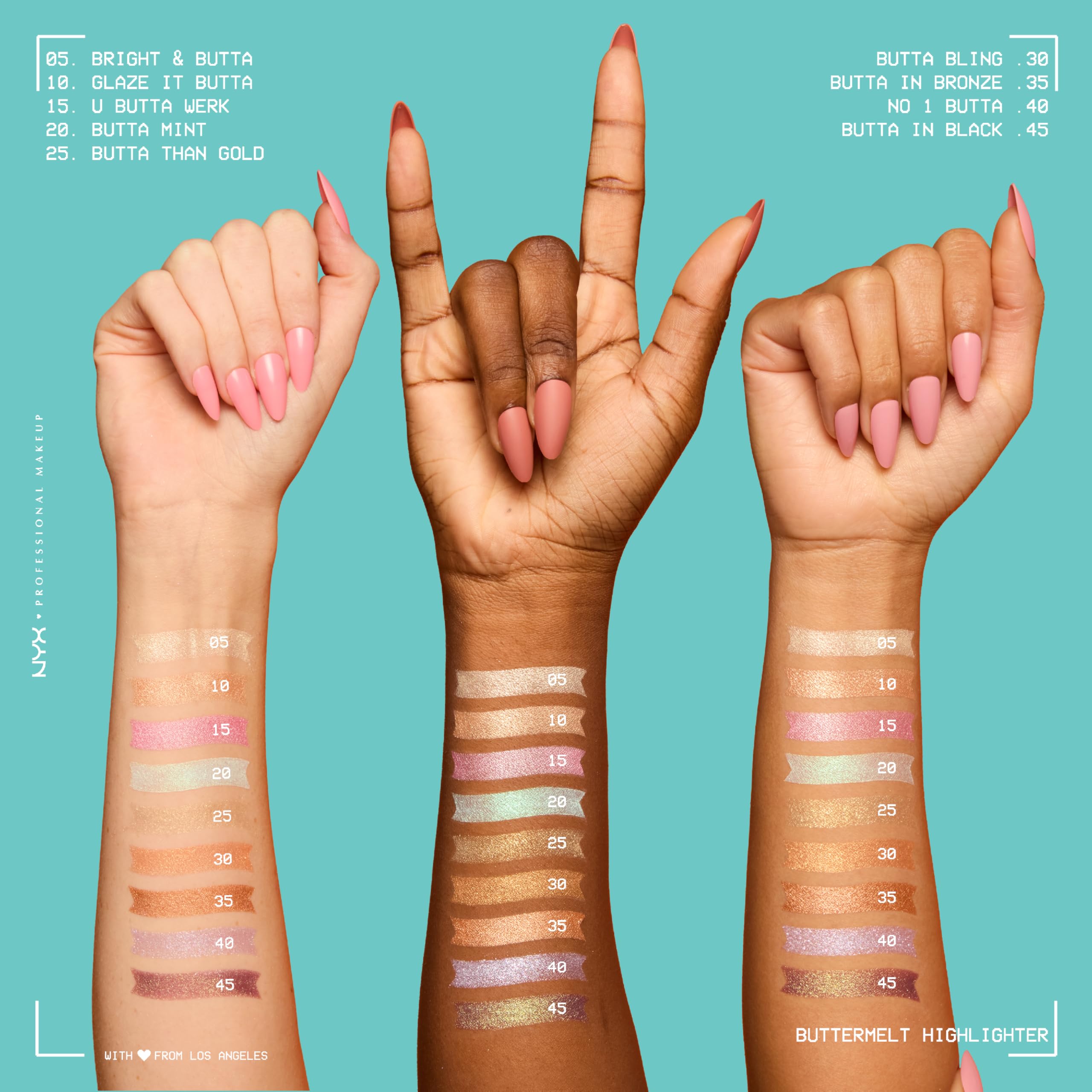 NYX Professional Makeup Buttermelt Highlighter, Powder Highlighter, 12 HR Wear, Buildable & Buttery Soft Creamy Finish, Fade & Transfer Resistant, Shade: Bright & Butta (Light Champagne)