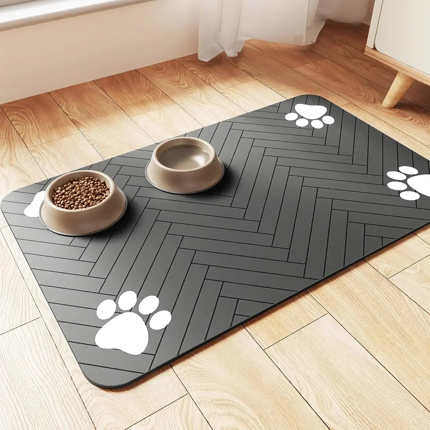 Pet Feeding Mat Waterproof Absorbent Non Slip Dog Cat - Set 2