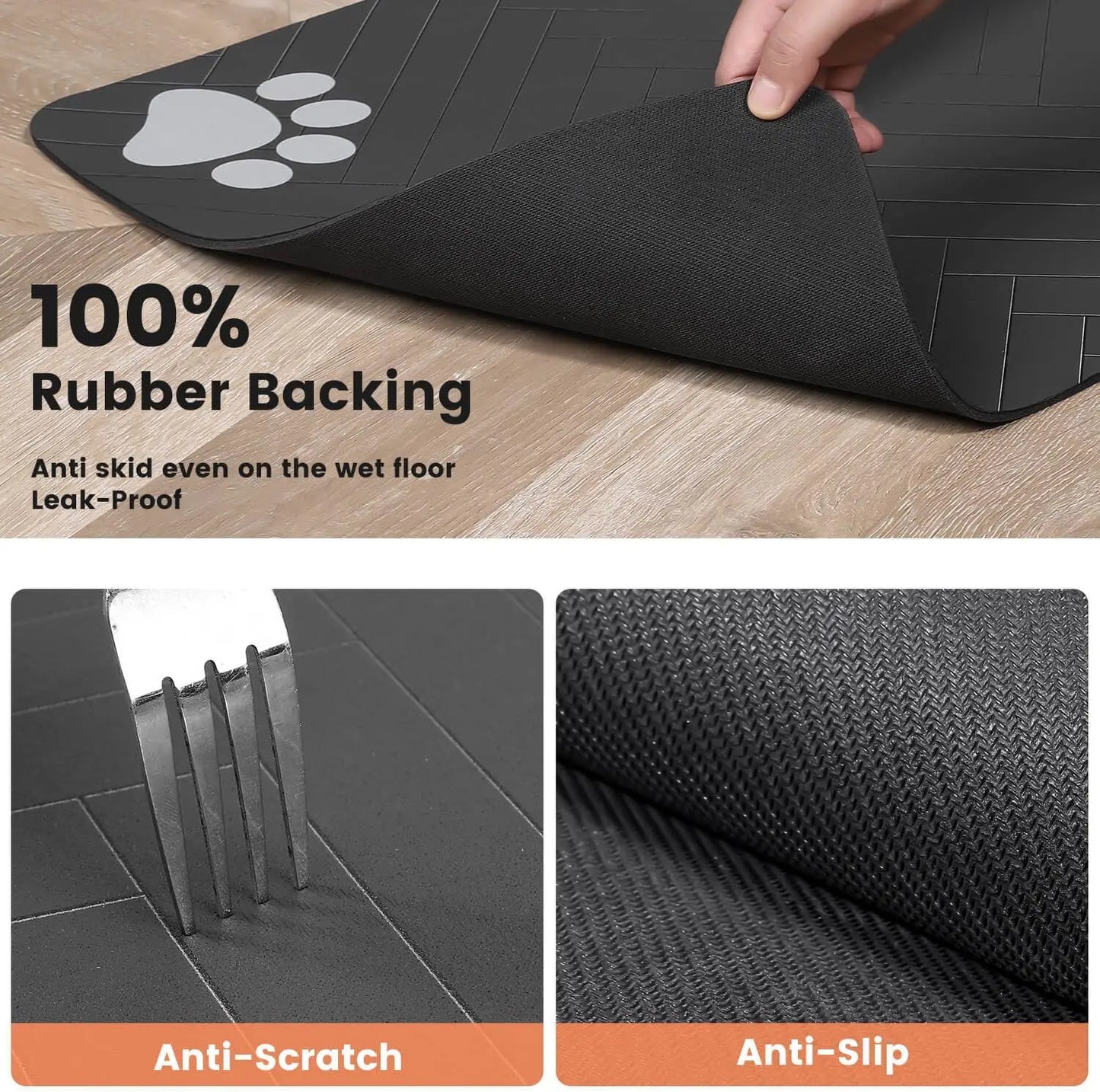 Pet Feeding Mat Waterproof Absorbent Non Slip Dog Cat - Set 2