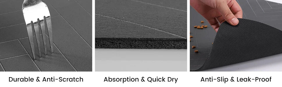 Pet Feeding Mat Waterproof Absorbent Non Slip Dog Cat - Set 2