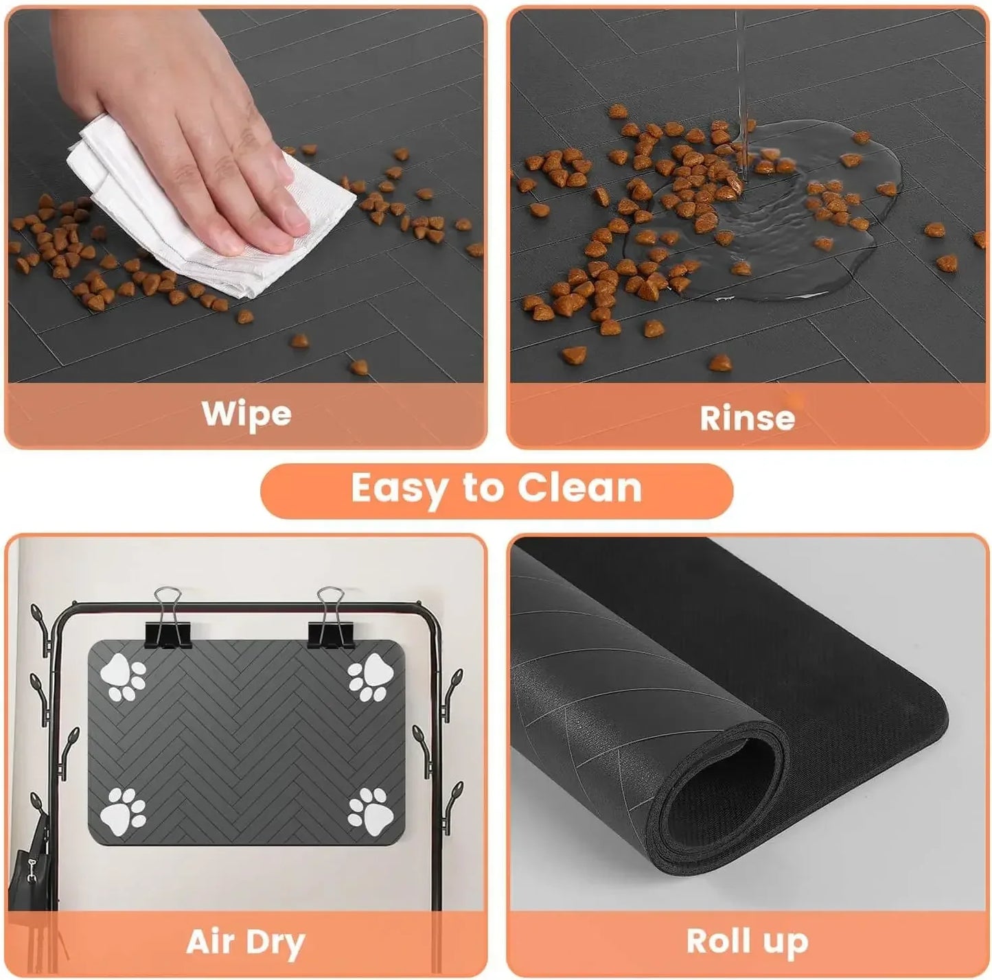 Pet Feeding Mat Waterproof Absorbent Non Slip Dog Cat - Set 2