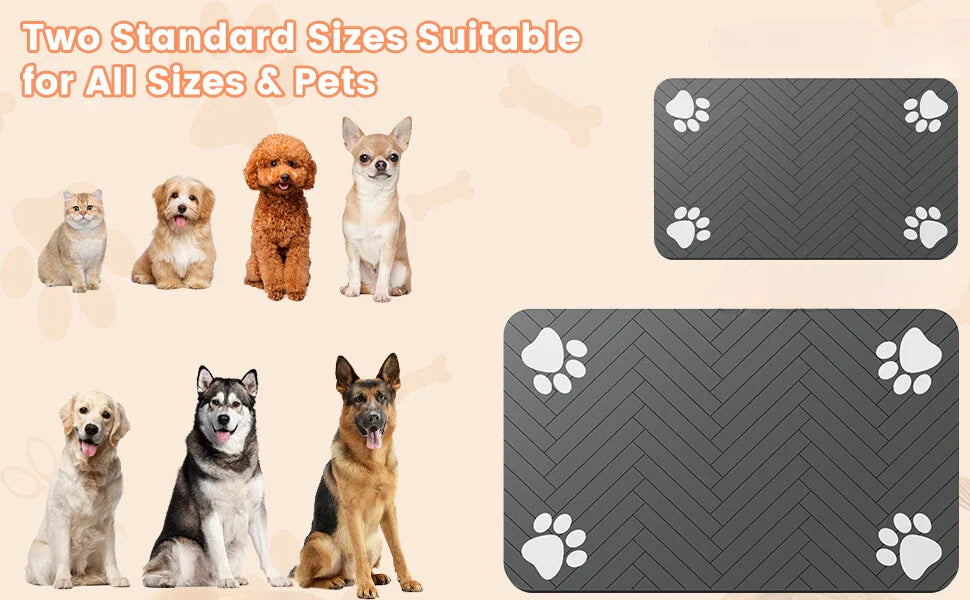 Pet Feeding Mat Waterproof Absorbent Non Slip Dog Cat - Set 2