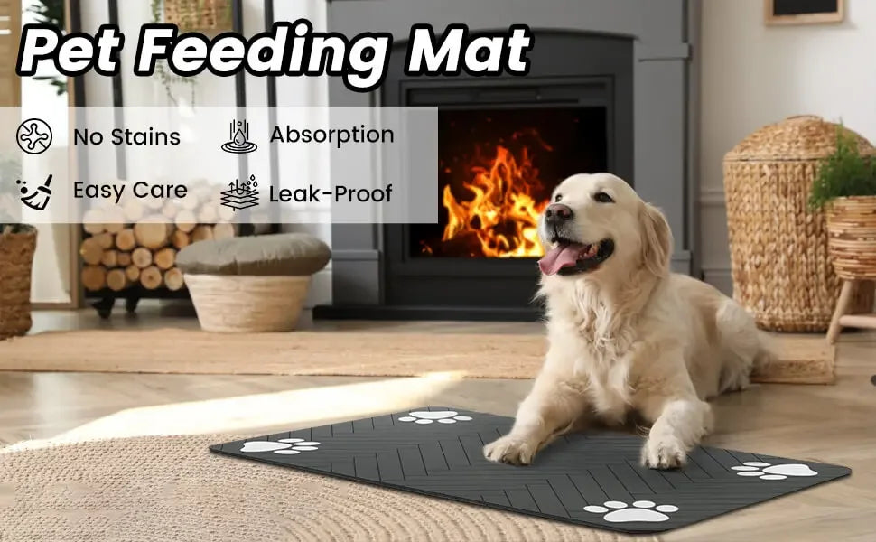 Pet Feeding Mat Waterproof Absorbent Non Slip Dog Cat