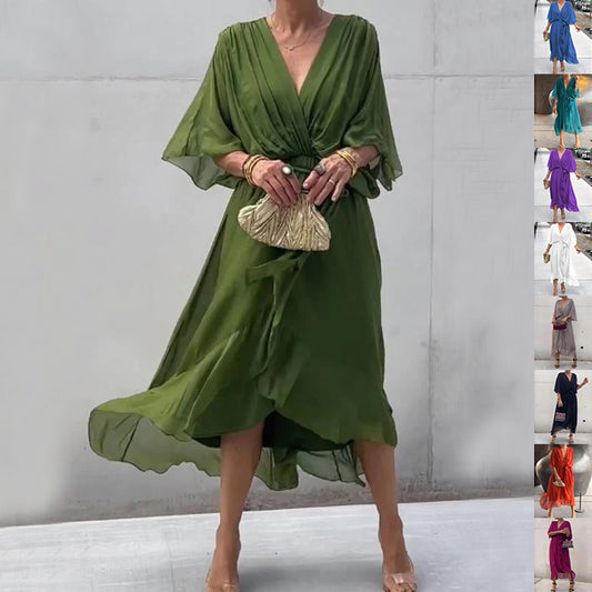 Flowy Batwing Maxi Dress – full look